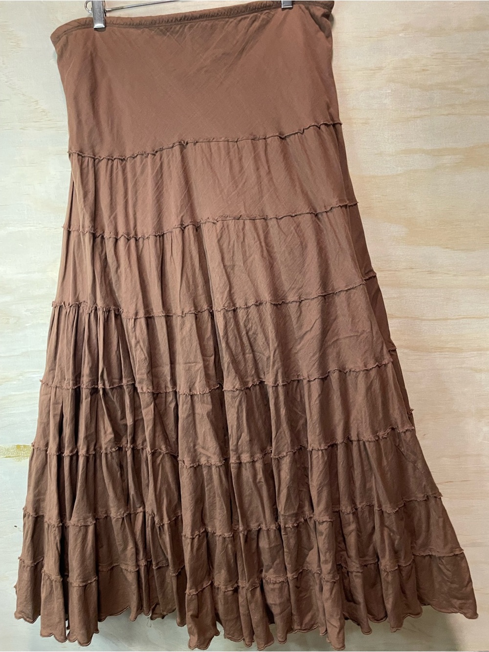 VTG Hollister 100% Cotton Brown Tiered Maxi Skirt - Picture 7 of 8